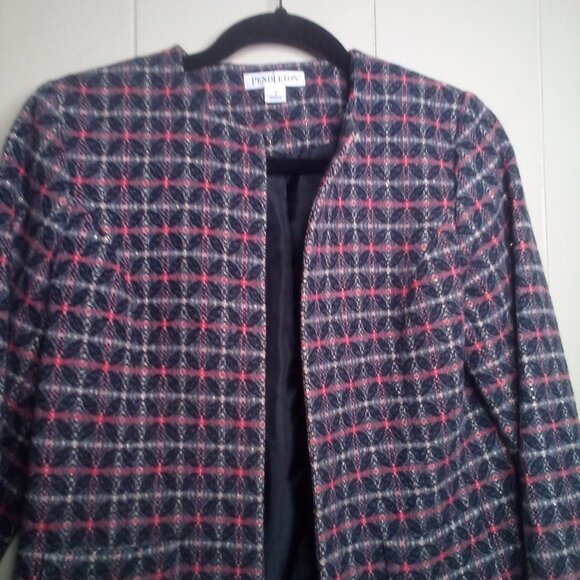 Pendleton Blazer Jacket 4 Wool Cashmere Lined Black Red - Picture 5 of 14